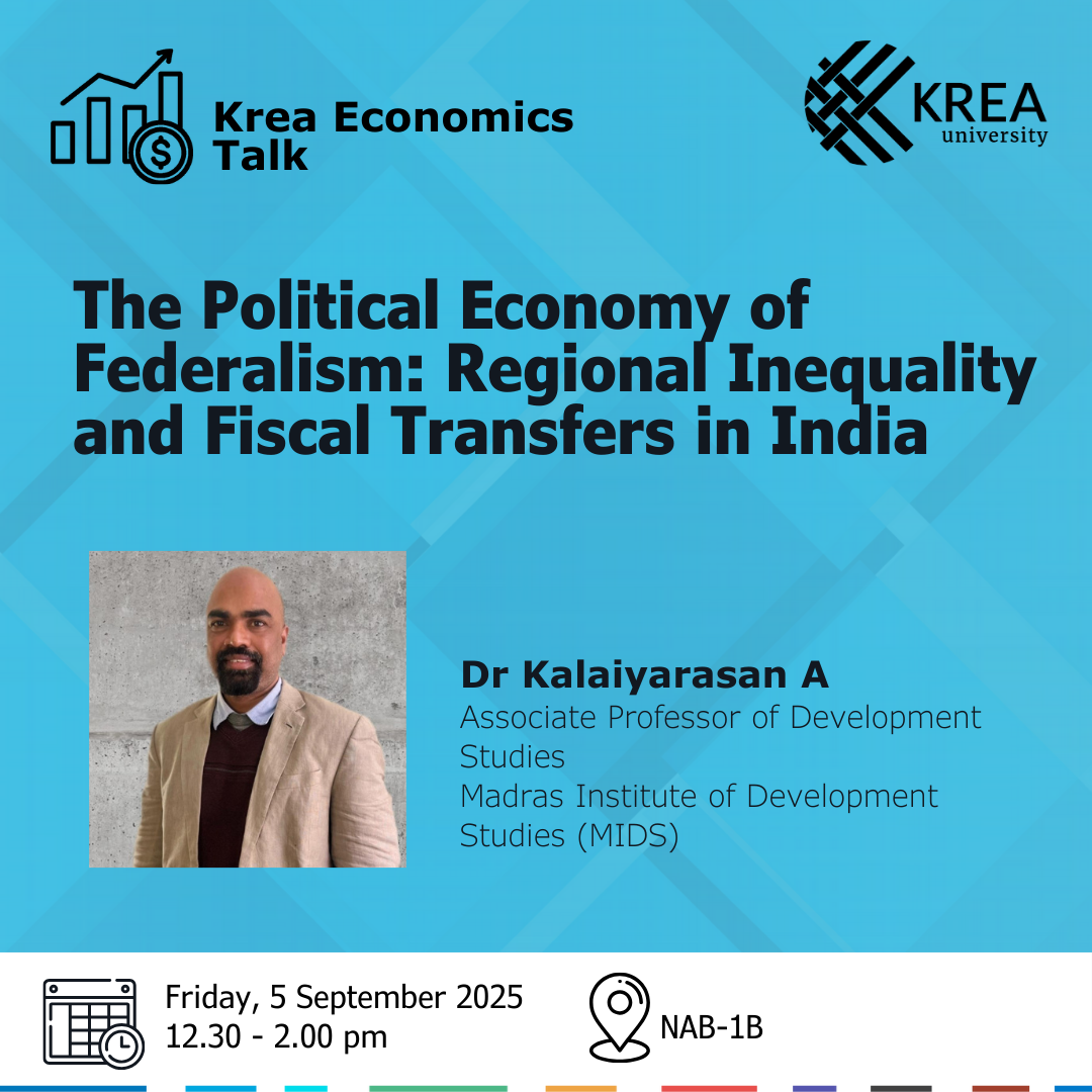 At Talk on “The Political Economy of Federalism: Regional Inequality and Fiscal Transfers in India” by Dr Kalaiyarasan A