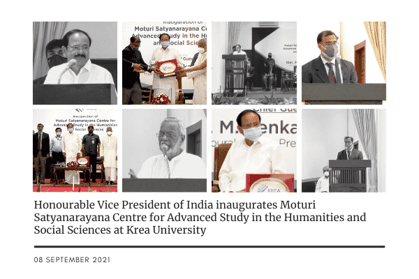 Honourable Vice President of India inaugurates Moturi Satyanarayana Centre for Advanced Study in the Humanities and Social Sciences at Krea University