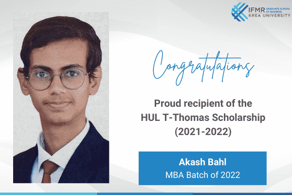 Second-year MBA student recipient of the HUL T-Thomas Scholarship