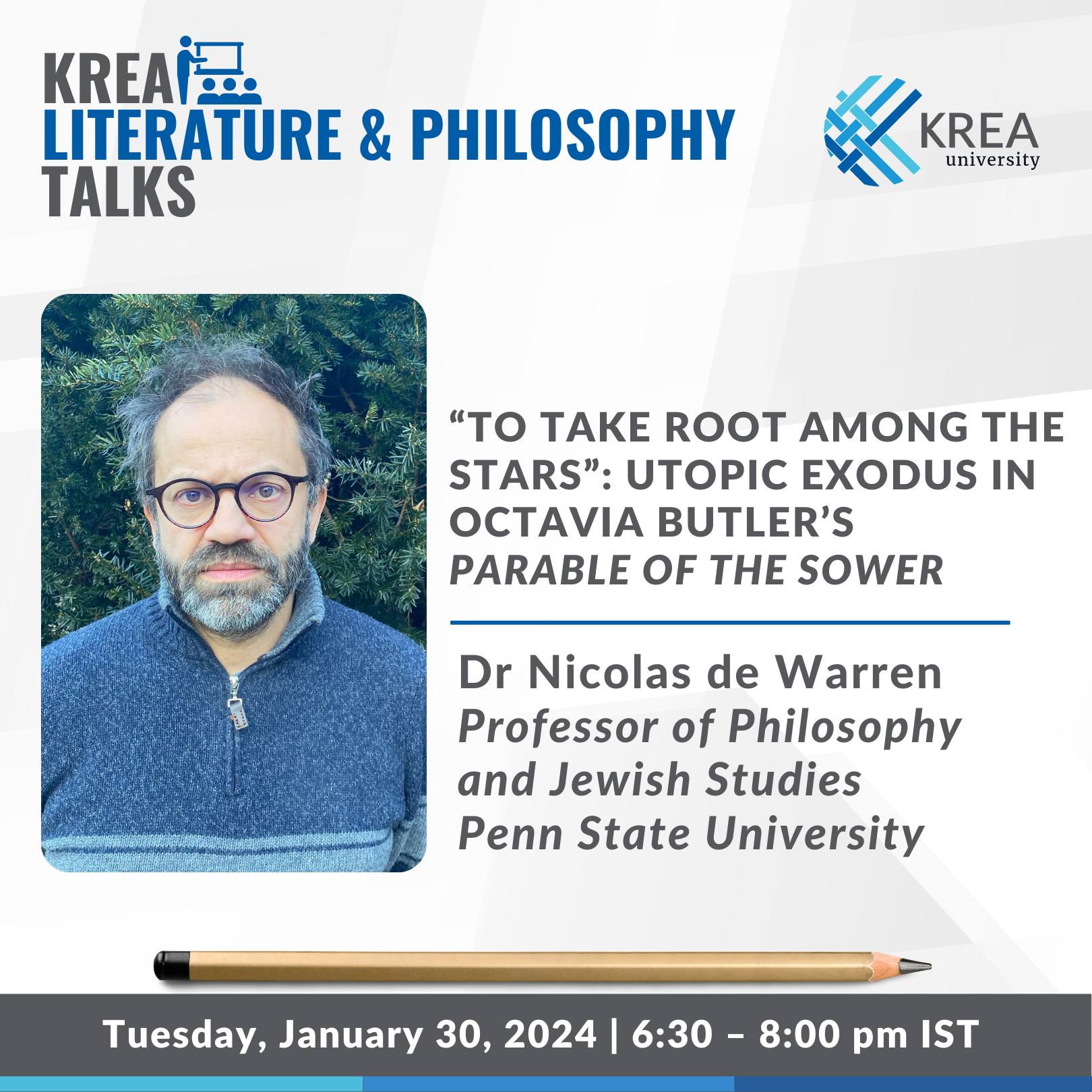 To Take Root Among the Stars: Utopic Exodus in Octavia Butler’s Parable of the Sower – A Talk by Dr Nicolas de Warren