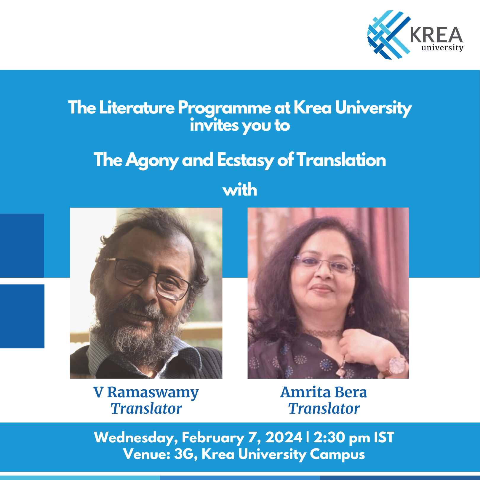 A Session on The Agony and Ecstasy of Translation with V Ramaswamy and Amrita Bera