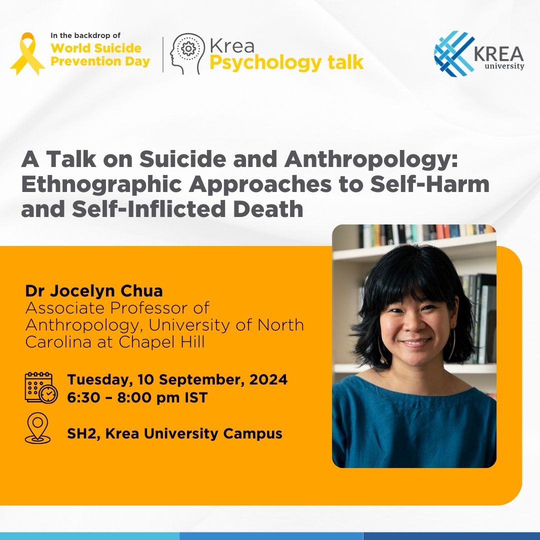 A Talk on ‘Suicide and Anthropology: Ethnographic Approaches to Self-Harm and Self-Inflicted Death’ by Dr Jocelyn Chua